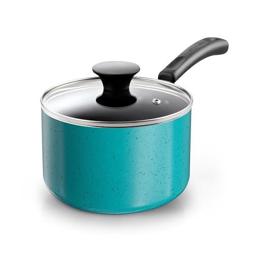Basic 2 Quart Nonstick Saucepan with Glass Lid (2 Quarts / Turquoise)