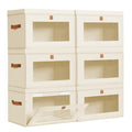 Storage Bins with Lids (Beige / Large-6 Pack)