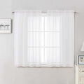 White Sheer Curtains 48 Inch Length 2 Pcs (White / 42"W x 48"L (Pack of 2))