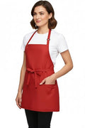 Kitchen Cooking Apron Unisex Adjustable chef apron with 3 pockets (01 Pack Red)