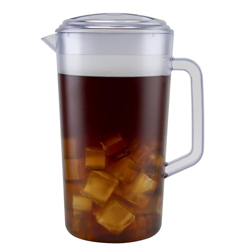 Heavy Duty 1 Gallon Plastic Pitcher with Lid (128 Ounces)