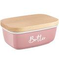 Pink Butter Dish with Lid for Countertop