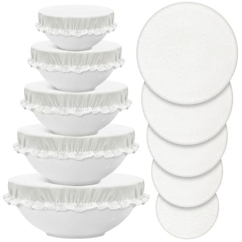 10 Pcs Reusable Bowl Covers in 5 Size (White / Ivory Style)