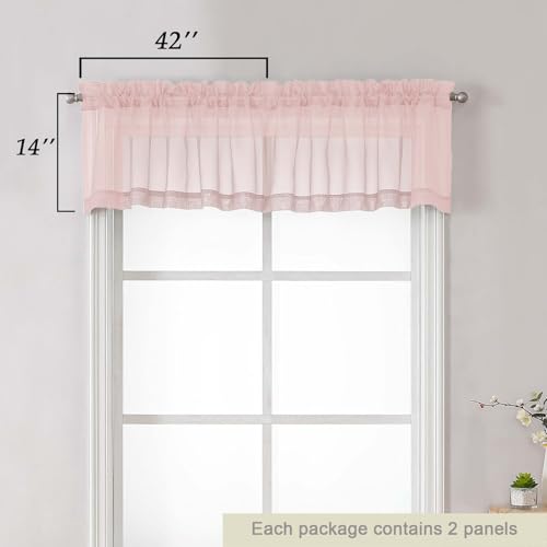 Blush Valances for Windows (Blush / 42"W x 14"L (Pack of 2))
