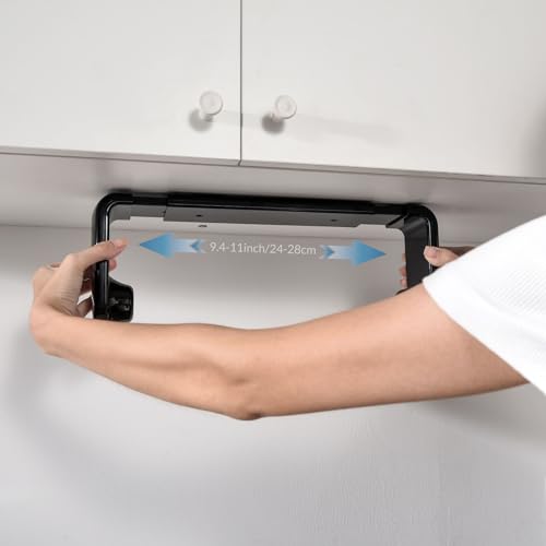 Paper Towel Holder ONE Hand Tear Adaptive Tension Arm Adjustable Length 9.4 (Black)