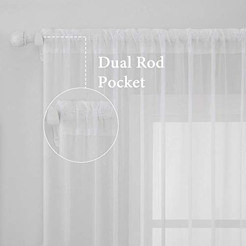 2 Panels White Sheer Curtains for Living Room 54 X 120 Inches (White / 54"W x 120"L (Pack of 2))