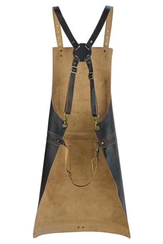 Full Grain Leather & Canvas Apron (Brown-003)
