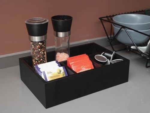 Tea Bag Organizer Black Wood Tea Bag Holder 4 Compartments Coffee Drawer (4 Slots)