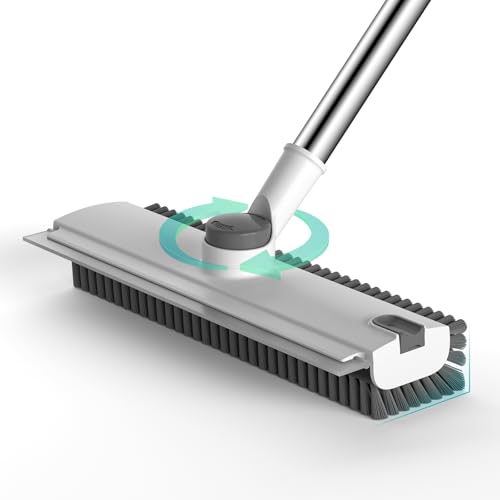 Floor Scrub Brush with Long Handle Length Adjustable (White)