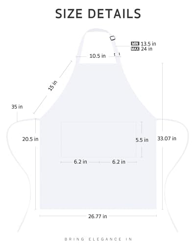 Chef Apron for Men Women with Pockets (White)