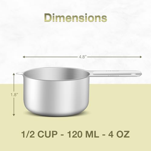 2PCS 1/2Cup (120ml, 4oz) Measuring Cup, Etched Inner Scale Measure Scoop (1/2Cup)
