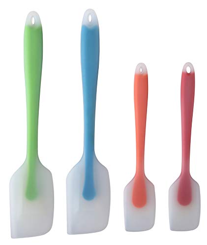 Silicone Spatula Set of 4 (2 Large(Blue, Green) + 2 Small(Orange, Red))