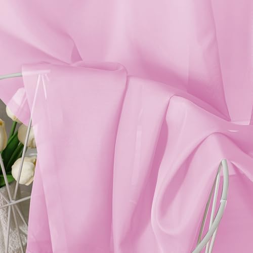 Light Pink Sheer Curtains 90 Inches Long 2 Panels Set (42"W x 90"L (Pack of 2) / Light Pink)