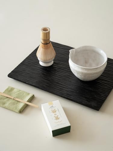 Matcha Set with Handmade Ceramic Bowl & Bamboo Whisk (Pearl Gray)
