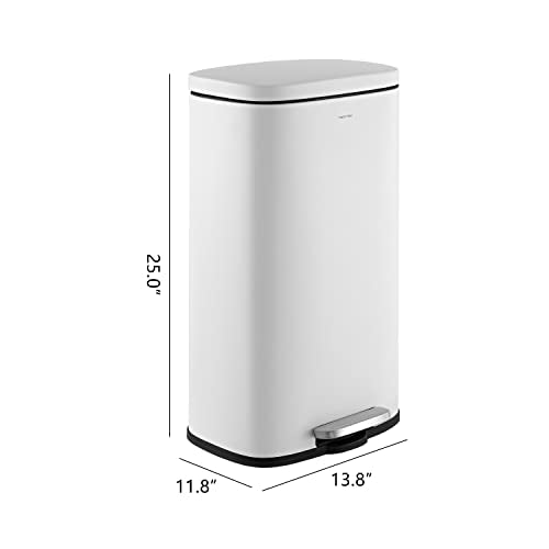Curtis 8 Gal Step Trash Can Soft Close 25" (White)