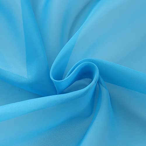 Sheer Voile Window Treatment Rod Pocket Curtain Panels for Kitchen Bedroom Living Room Drapes Sunlight Filtering Privacy Semi Home Decor Assorted Colors Sizes (Cyan Blue / 52"W x 54"L (Pack of 2))
