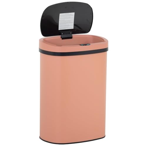 13 Gallon Stainless Steel Trash Can with Lid (Stainless Steel / Pink)