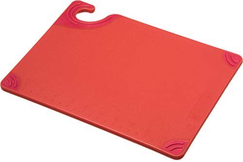 Saf-T-Grip Cutting Board With Molded-In Ruler, Plastic Chopping Board for Kitchen, 9" x 12" x 0.35", 6 Count, Red