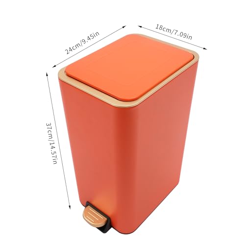 3.17Gal Step Trash Can with Lid (Orange)