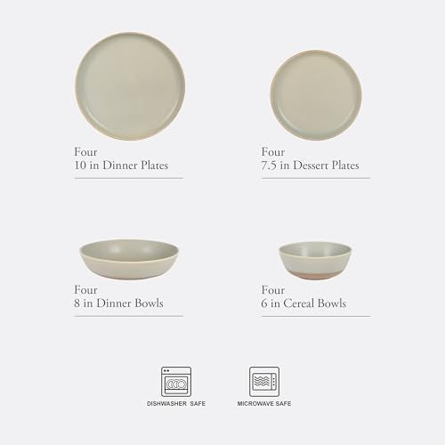 Laguna Bliss 16 Piece Stoneware Reactive Glaze (Matte Green (Laguna Bliss) / Service for 4 (16pcs))