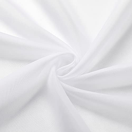 Sheer White Valances for Windows 18 Inch Length 2 Pcs (White / 42"W x 18"L (Pack of 2))