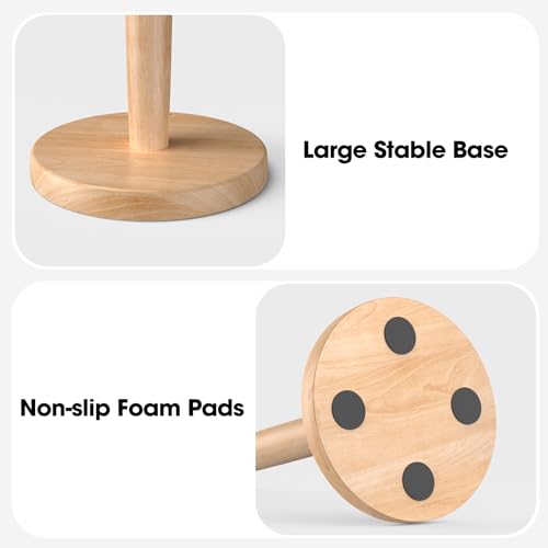 Wooden Paper Towel Holder Countertop (Large / Natural Beech)