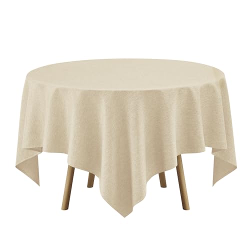 Faux Linen Square Tablecloth for Dining Room (Beige / 70" x 70" (Square))