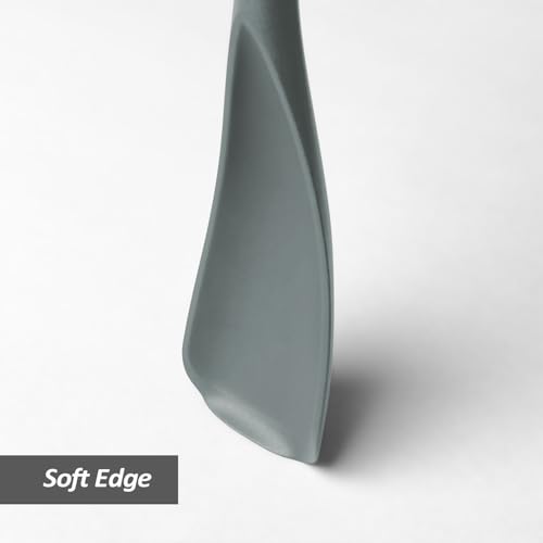 Silicone Cooking Spoon Spatula For Non (Gray_2-PCS)