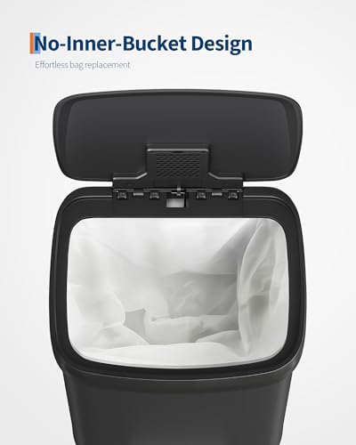 13 gal 50 L Metal Trash Can with Lid (Black / 13.2 Gallons)