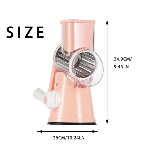Rotary Cheese Grater with Handle (Pink)