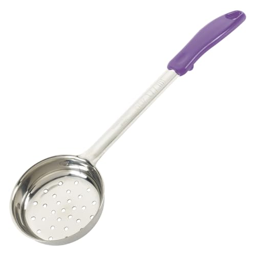 6 oz Red Perforated Stainless Steel Portion Spoon (6 Ounce / Perforated / Purple)