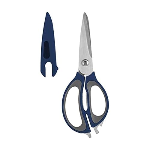 4-in-1 Kitchen Scissors with Sheath, Navy and Grey (Navy and Gray)