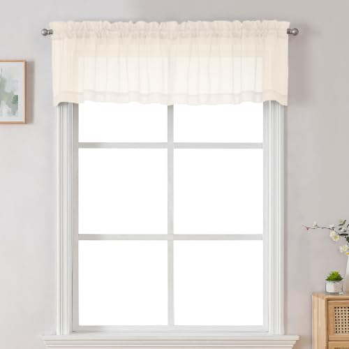 Cream Sheer Valance for Windows (Cream / 42"W x 12"L (Pack of 2))