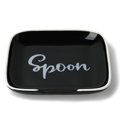 Farmhouse Ceramic 4.75 Inch Spoon Rest for Kitchen (Black)