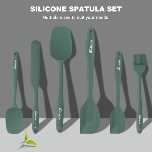 6 Pieces Silicone Spatula Set with Silicone Brush (6 Piece / Green)