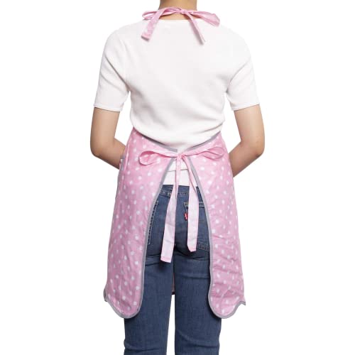 Kitchen Aprons for Women with Pockets (Polka Dots Pink)