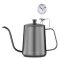 Gage Gooseneck Pour Over Coffee Kettle 20 oz with Thermometer Stainless Steel Hand Drip Coffee Pot With Long Narrow Spout (Black)