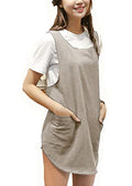 Cotton Linen Aprons Halter Cross Bandage Shortened Design Japanese Round Skirt (Khaki)