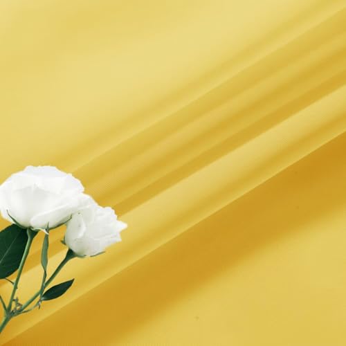 Basic Rod Pocket Sheer Voile Window Curtain Panels Yellow 1 Pair 2 Panels 26 Width 40 Inch Long for Kitchen Bedroom Children Living Room Yard（Yellow (Yellow / 26"W x 40"L (Pack of 2))