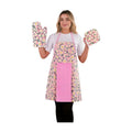 Floral Kitchen Apron and Oven Mitt Set (Pink)