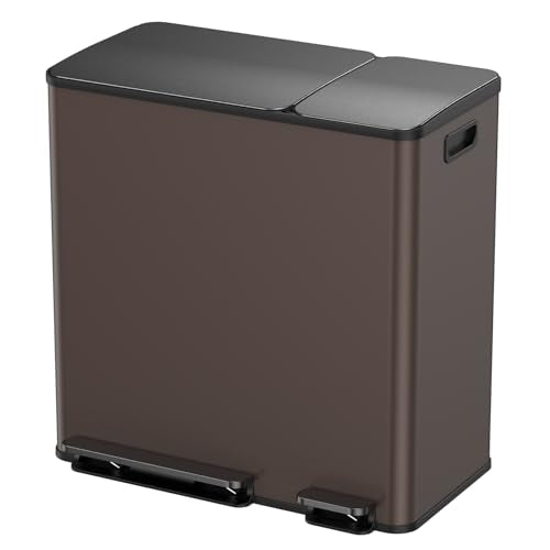 Double Trash Can Kitchen (Brown / 13+5.5 Gallon)