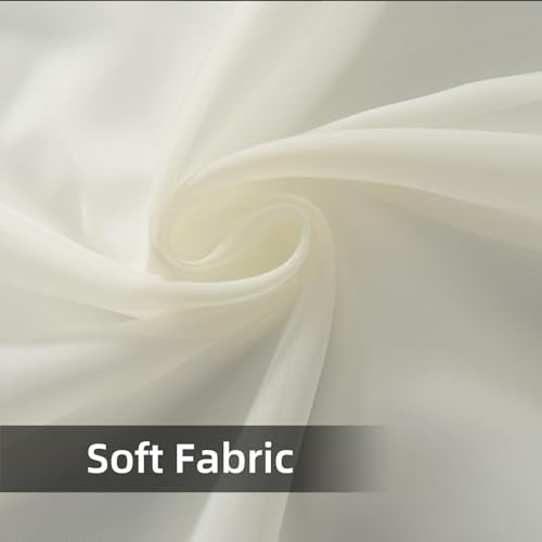 Solid Sheer Rod Pocket Curtain Voile Draperies 2 Panels White Beige Black Grey Coffee 38 Inch Width 72 Inch Long 1 Pair for Kitchen Bedroom Children Living Room Yard (Ivory / 38"W x 72"L (Pack of 2))
