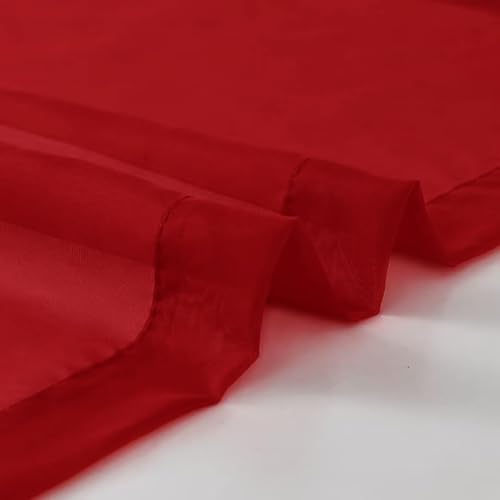 Christmas Red Sheer Curtains 4 Panels Rod Pocket Semi (Christmas Red / 52"W x 96"L (Pack of 4))