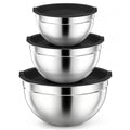 Stainless Steel Mixing Bowls with Airtight Lids (Black / Airtight Lids)