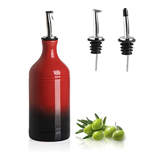 Sweejar Ceramic Olive Oil Dispenser Bottle (15.5 oz, Set of 1 / Gradient Red)
