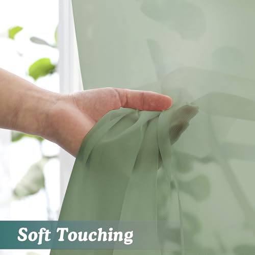 Extra Long Sage Green Sheer Curtains 120 Inches Long 2 Panels (Sage Green / 59"W x 120"L (Pack of 2))
