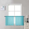 Sheer Aqua Tier Curtains 24 Inch Length Set (Aqua / 42"W x 24"L (Pack of 2))