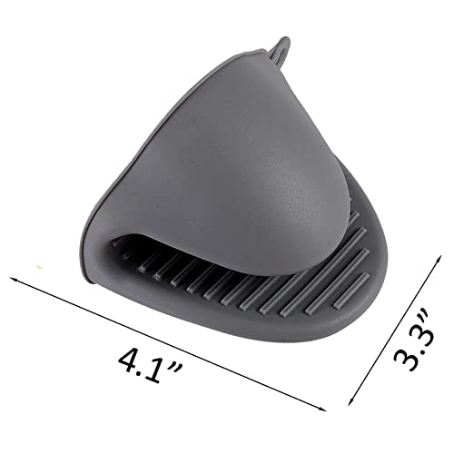 2 Pairs Mini Oven Gloves Silicone Oven Mitts Black and Grey (Black and Grey)