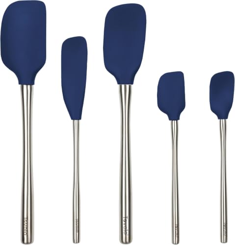 Stainless Steel Handled Silicone Spatula Set of 5 Deep Indigo (Deep Indigo / Stainless Steel Handle)
