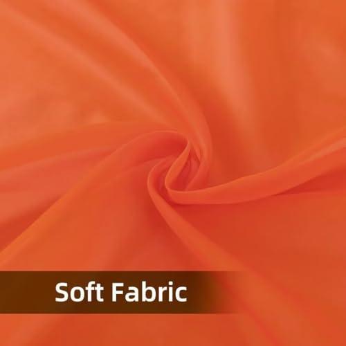 Solid Sheer Rod Pocket Curtain Voile Draperies 4 Panels White Beige Black Grey Ivory 52 Inch Width 63 Inch Long 1 Pair for Kitchen Bedroom Children Living Room Yard (Burnt Orange / 52"W x 63"L (Pack of 4))